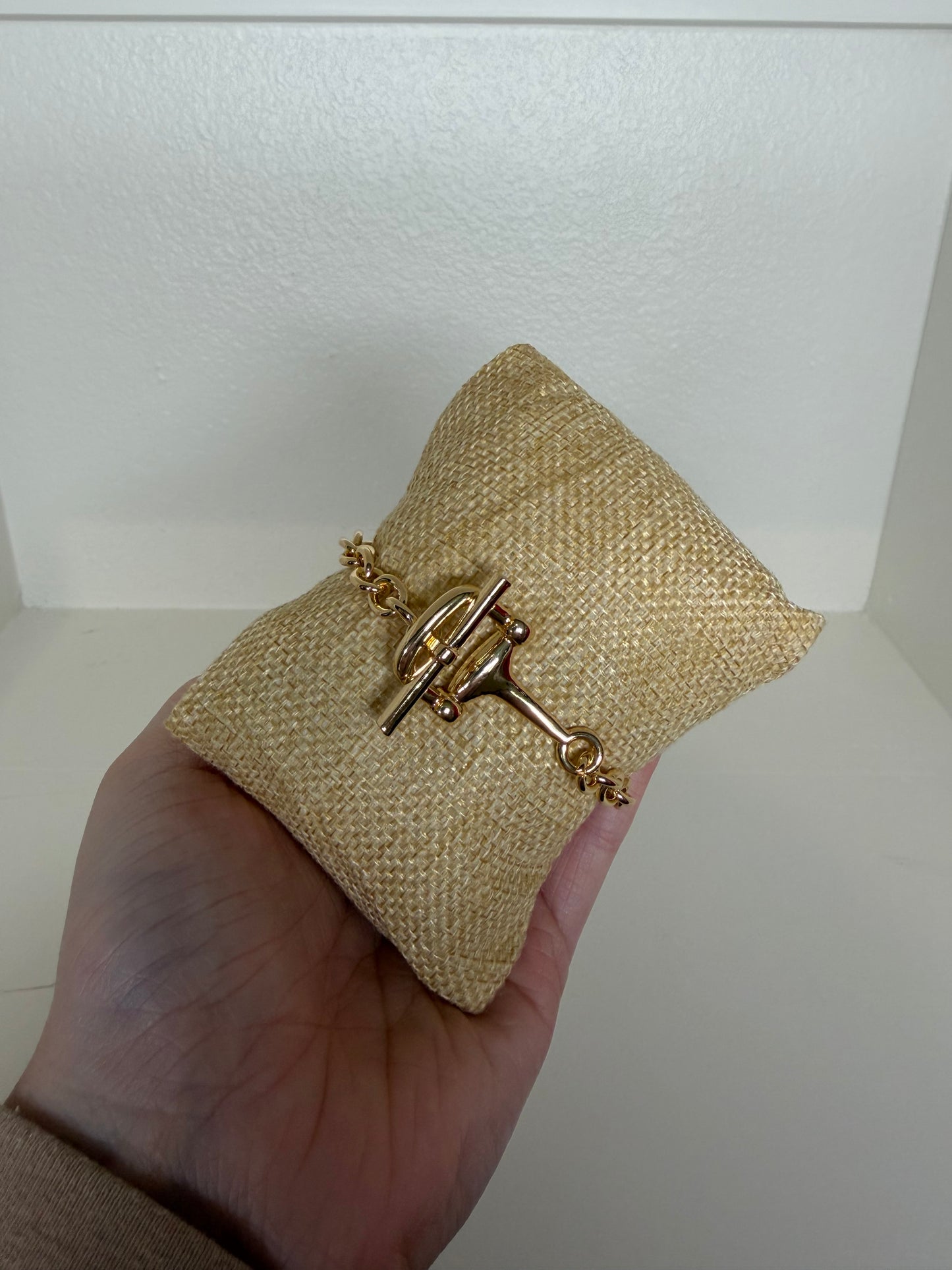 Gold C- Bar Snaffle Bracelet