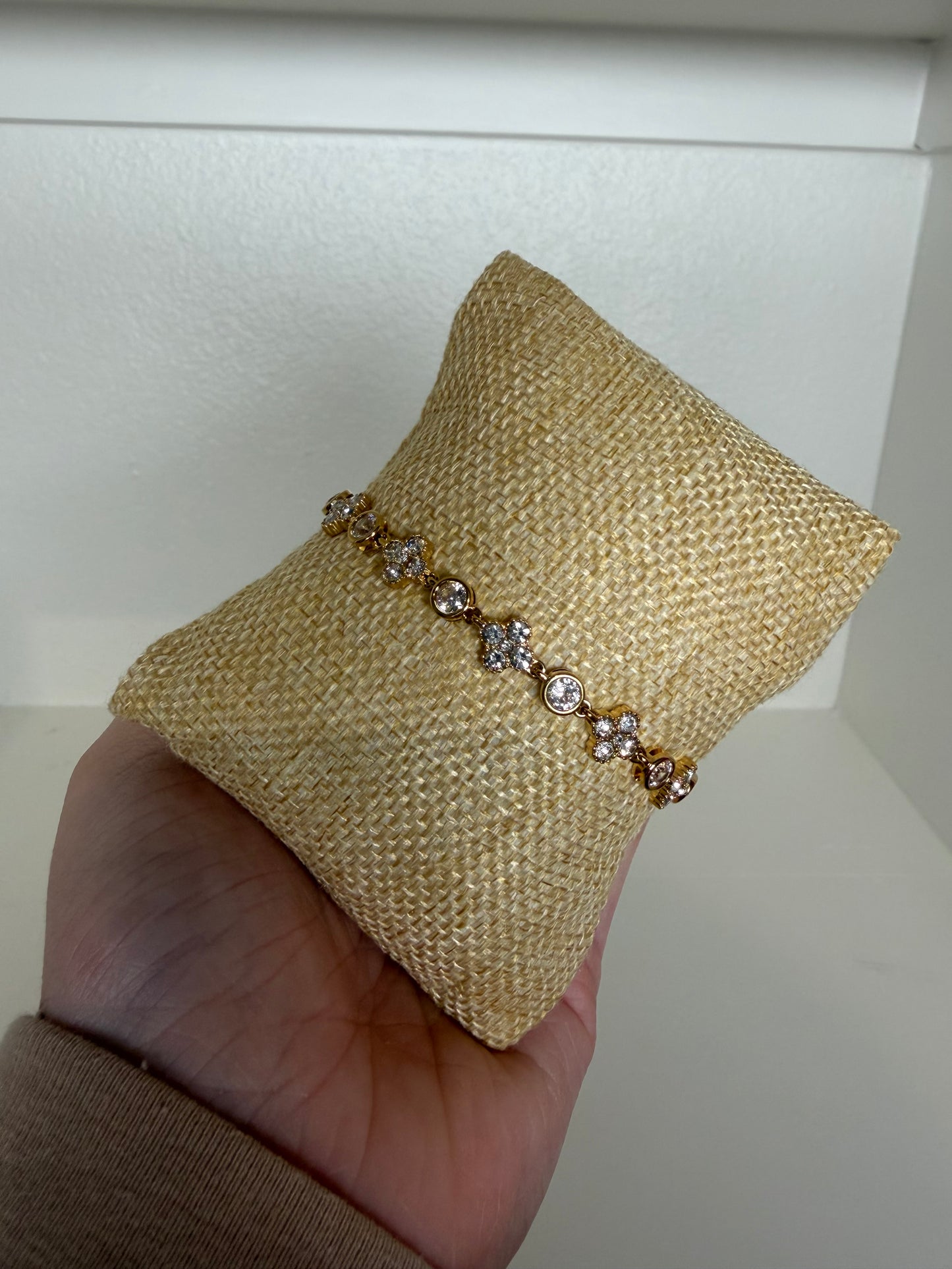 Flower and Diamond Duo Bracelet