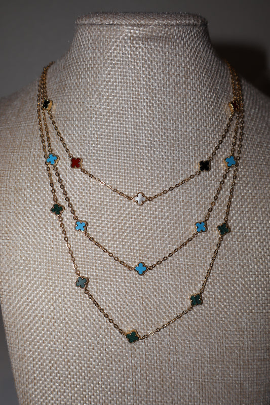 Gold Necklace with Small flowers