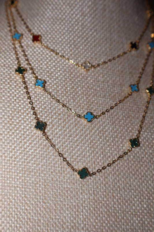 Gold Necklace with Small flowers