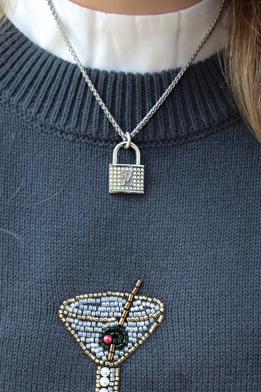 Silver Pearl LV Locket