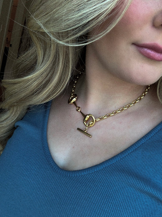 Double Gold Snaffle Necklace