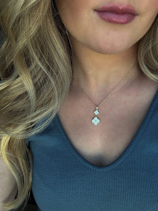 Diamond Double Flower Necklace