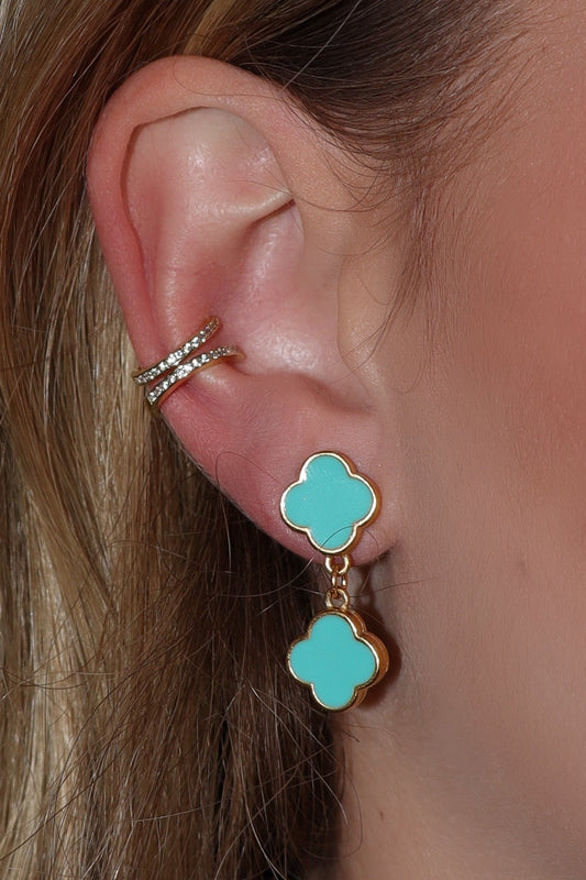 Two Tiered Gold Flower Earrings