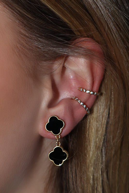 Two Tiered Gold Flower Earrings