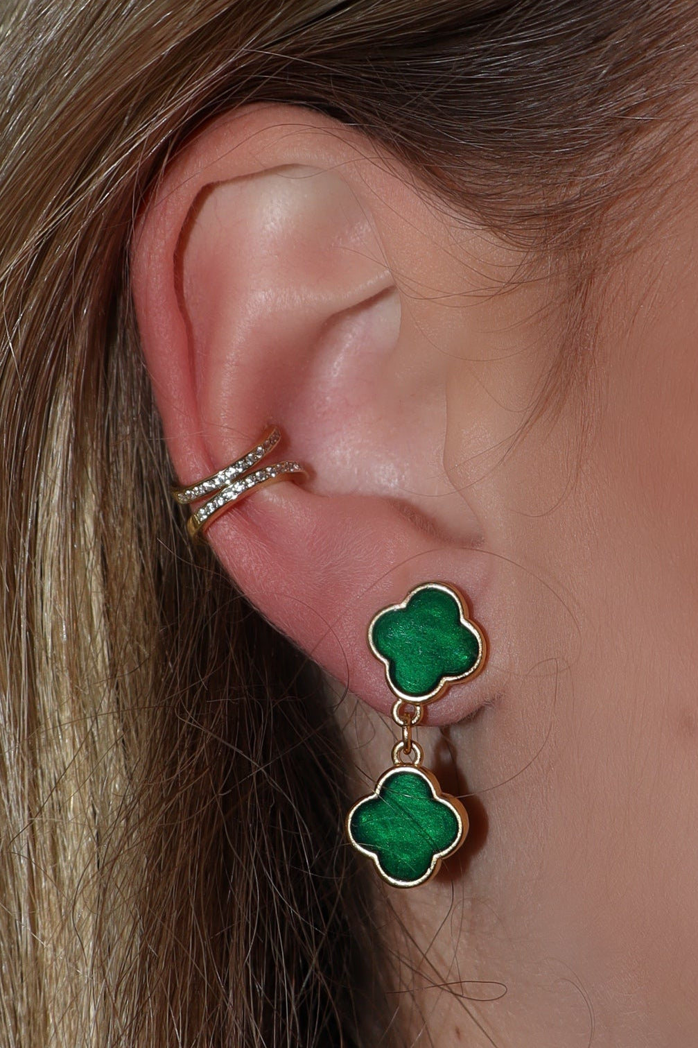 Two Tiered Gold Flower Earrings