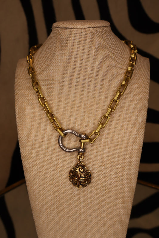 Rounded Gold Cross Necklace