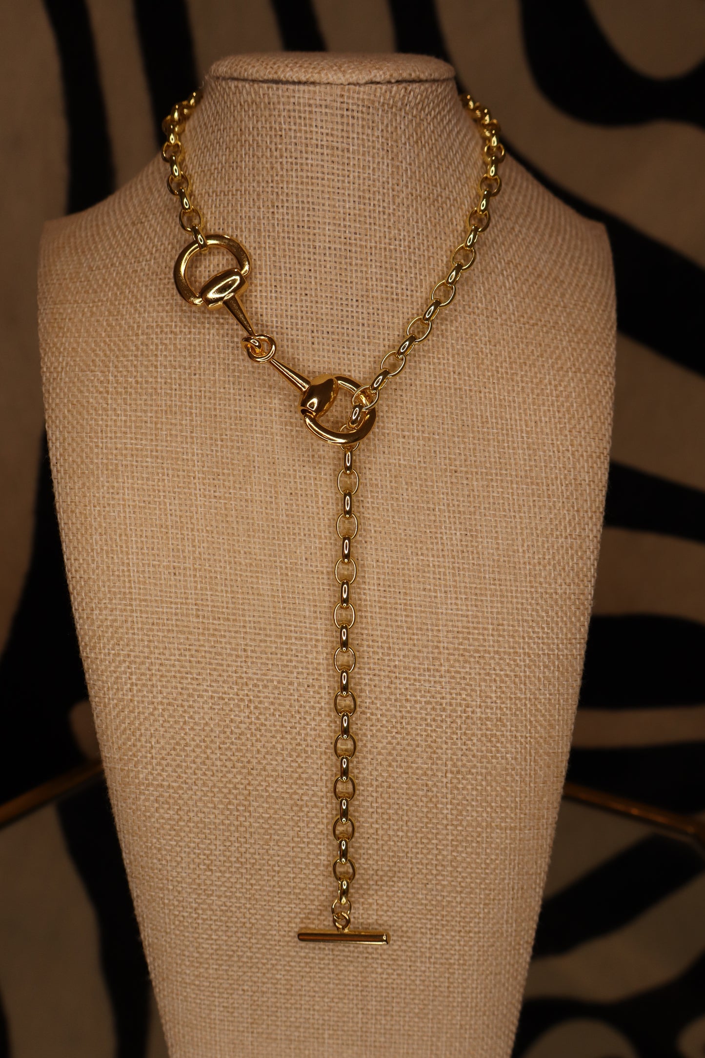 Double Gold Snaffle Necklace