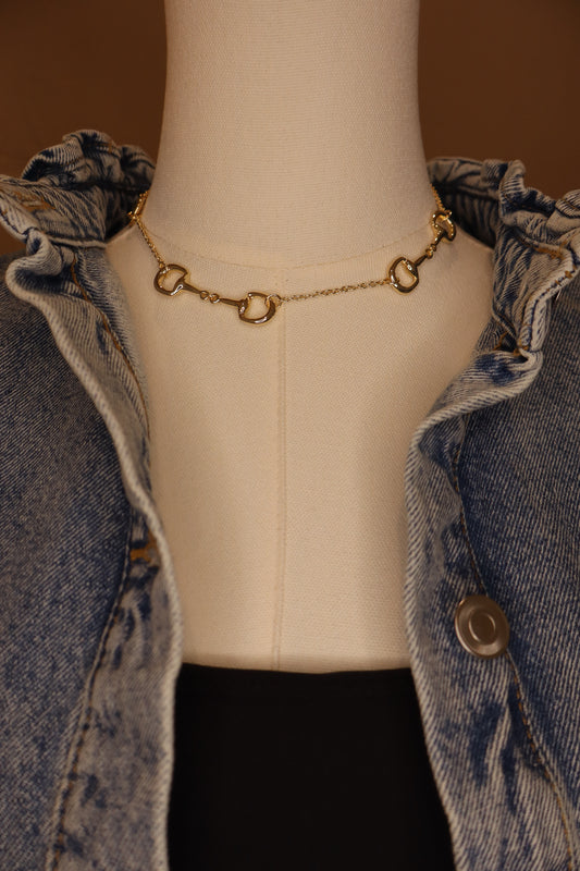 Short Gold Double Snaffle Choker
