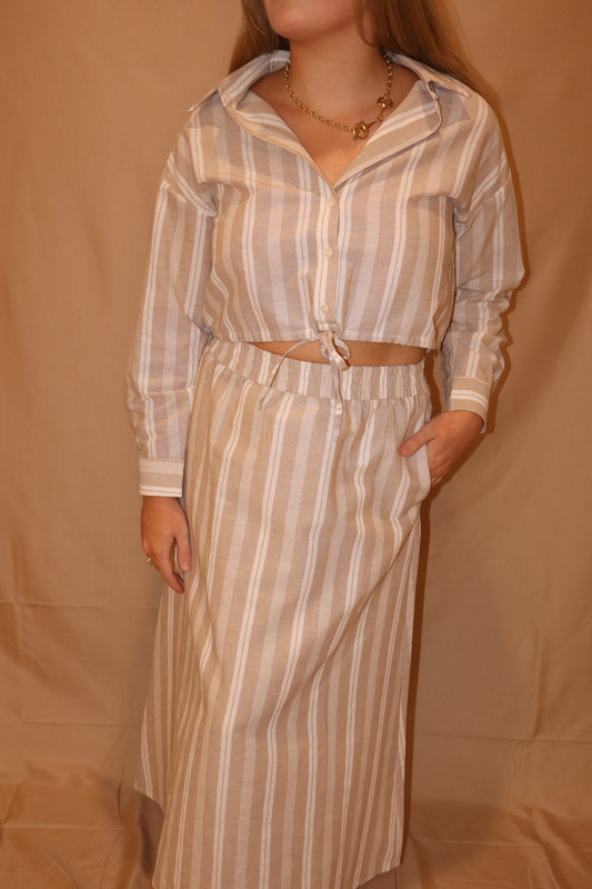 Striped Shirt & Skirt Set