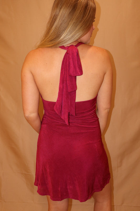SLINKY HALTERNECK MINI DRESS