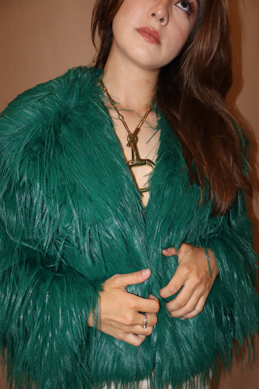 Hand cut Mongolian Fur Knitted Jacket