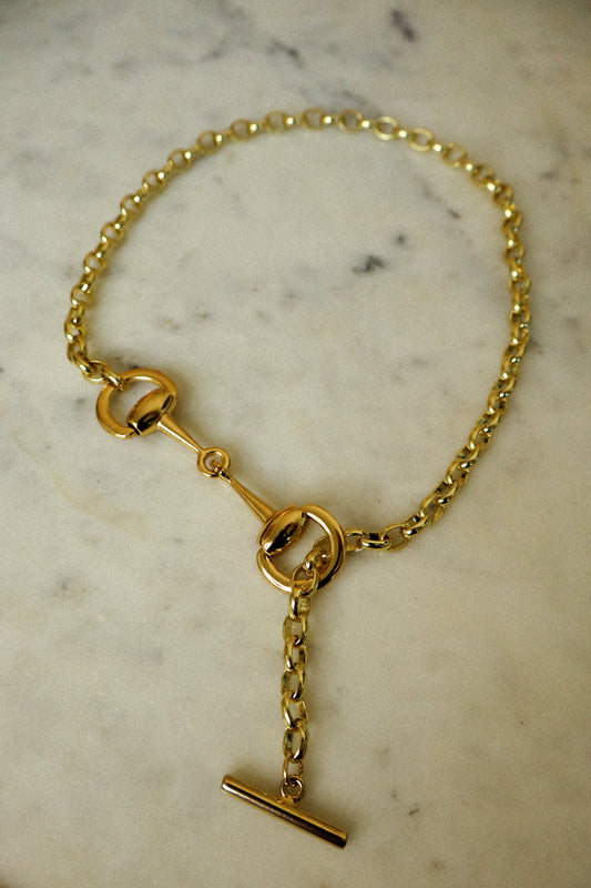 Double Gold Snaffle Necklace