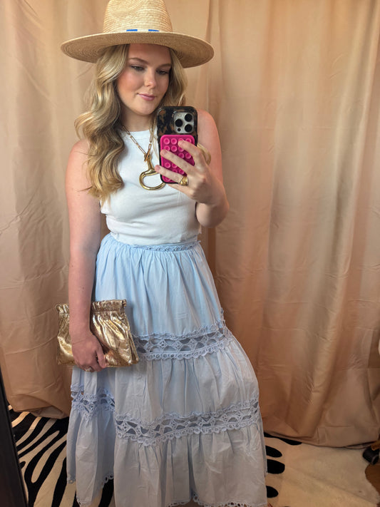 Scallop Trim Midi Skirt