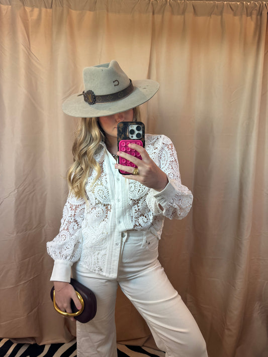 Boho Lace Long Sleeved Button Down