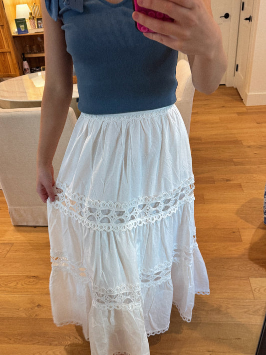 Scallop Trim Midi Skirt