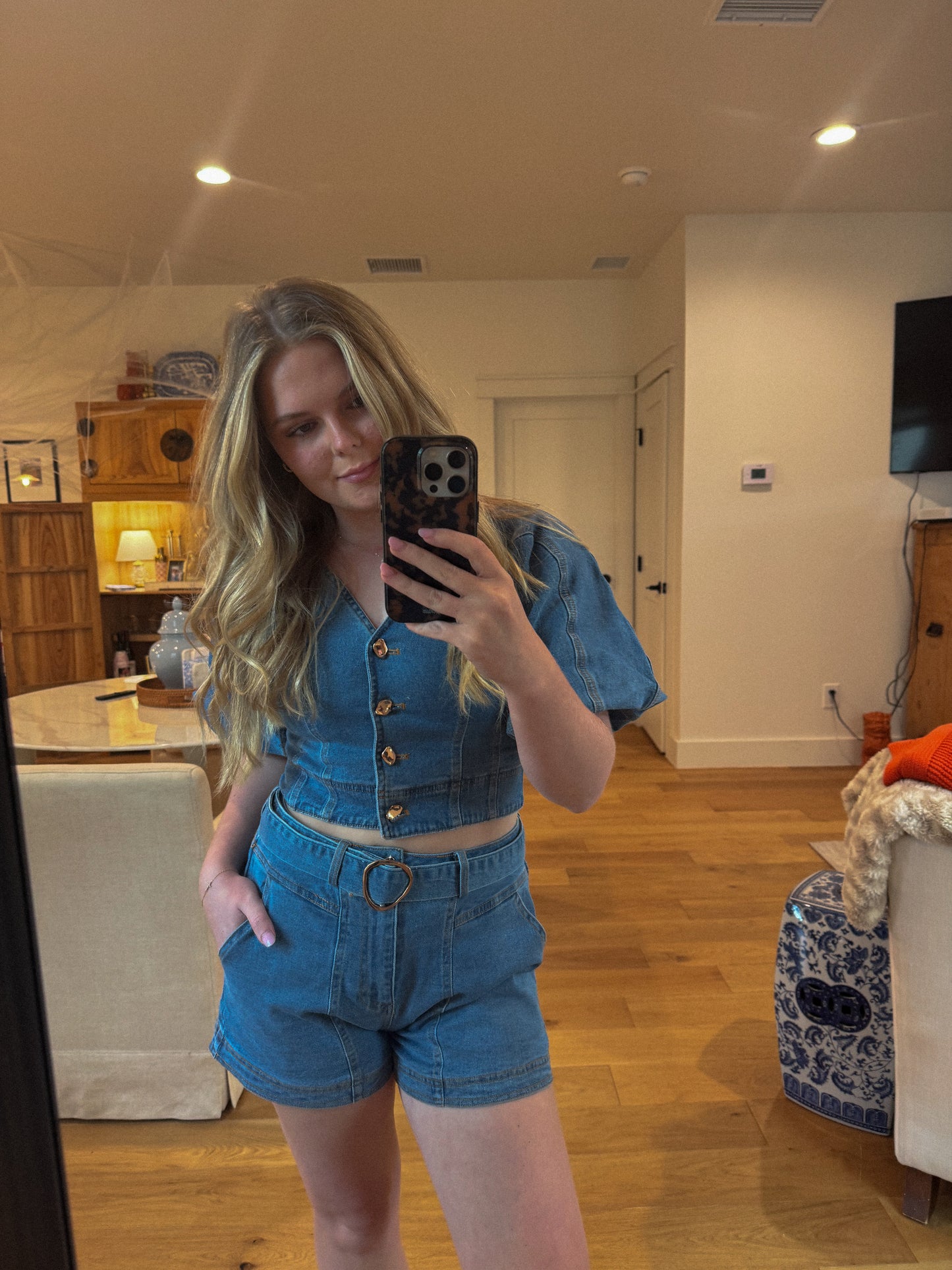 Denim shorts and top set