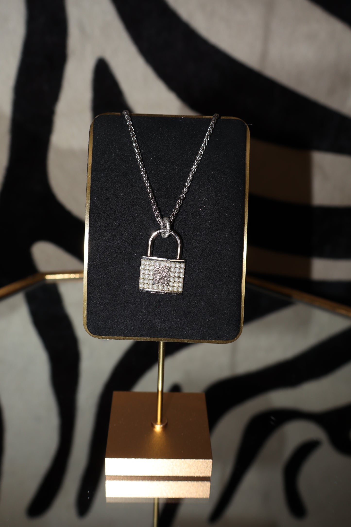 Silver Pearl LV Locket