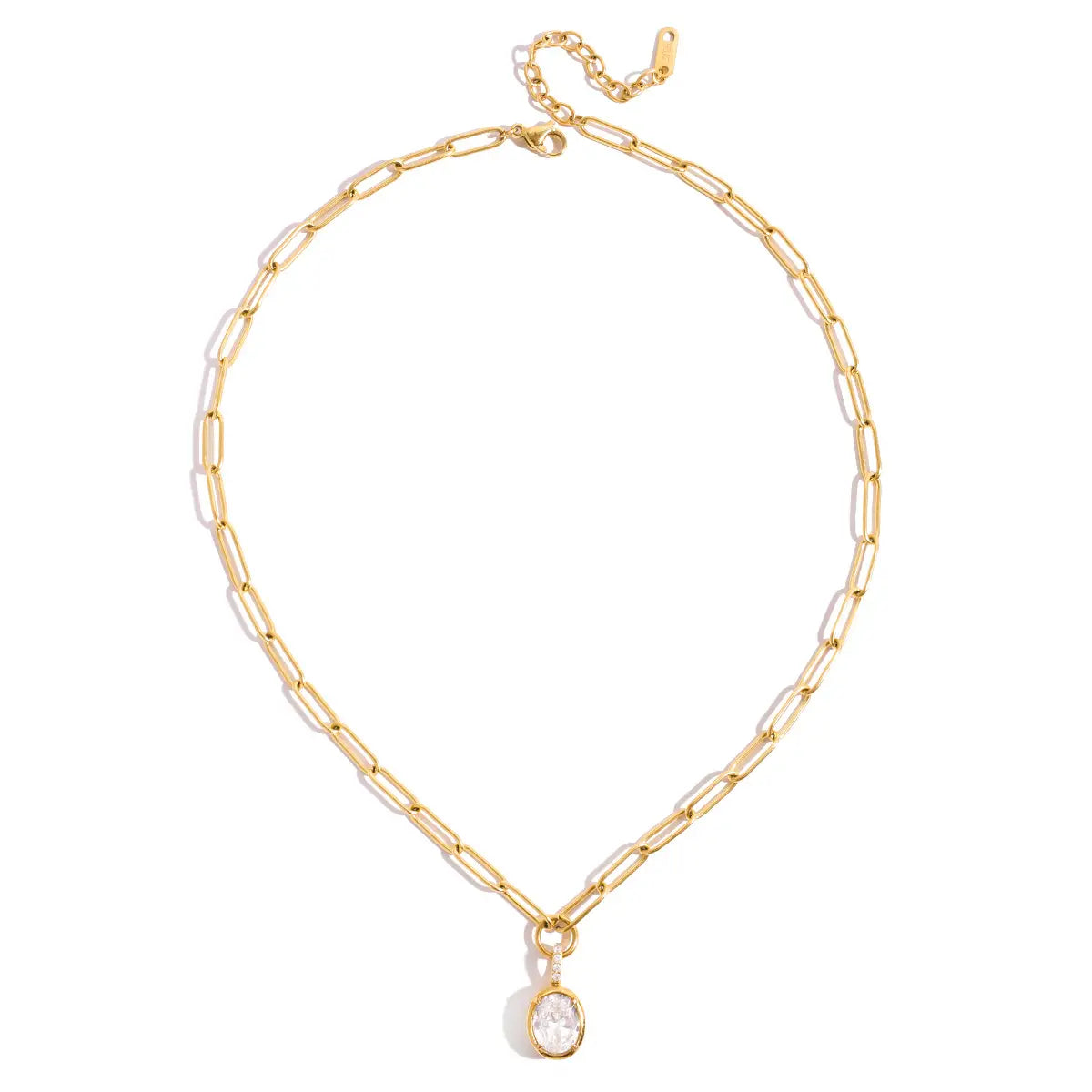 Oval Bezeled Pendant Necklace