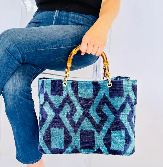 Bamboo Handle Velvet Purse