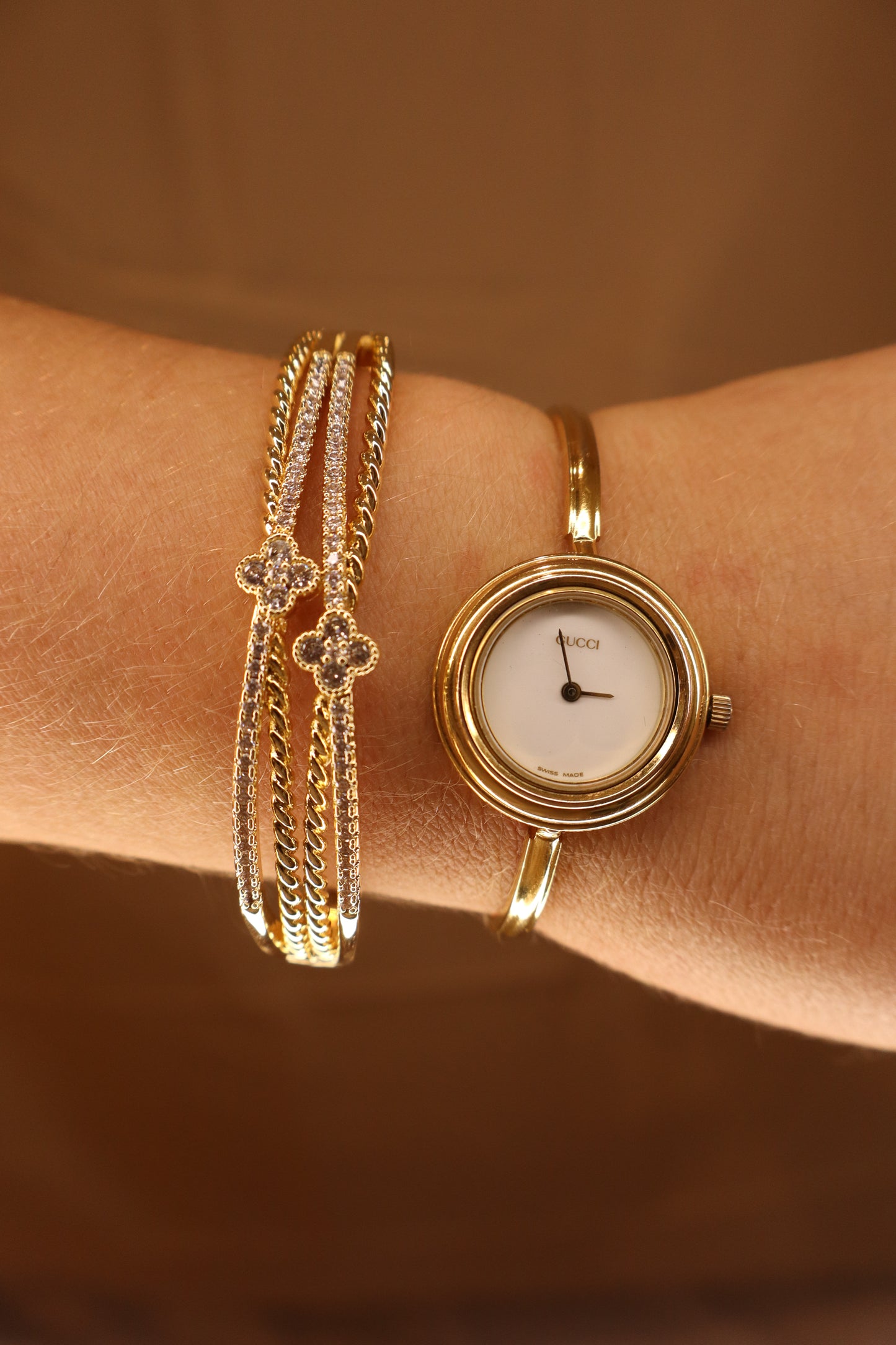 Gold Stacked Flower Bracelet
