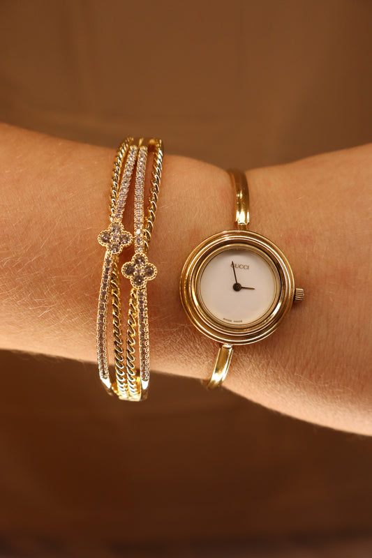 Gold Stacked Flower Bracelet
