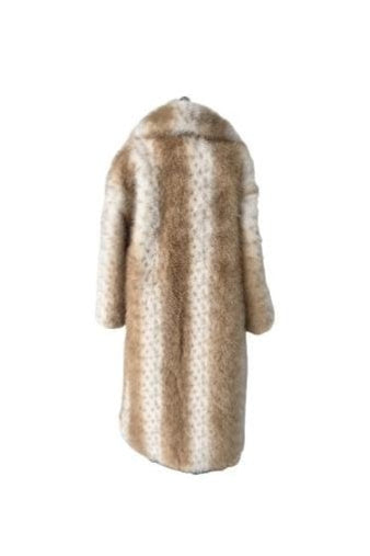 Bamboo Blend Faux Sable Fur Animal Print Coat