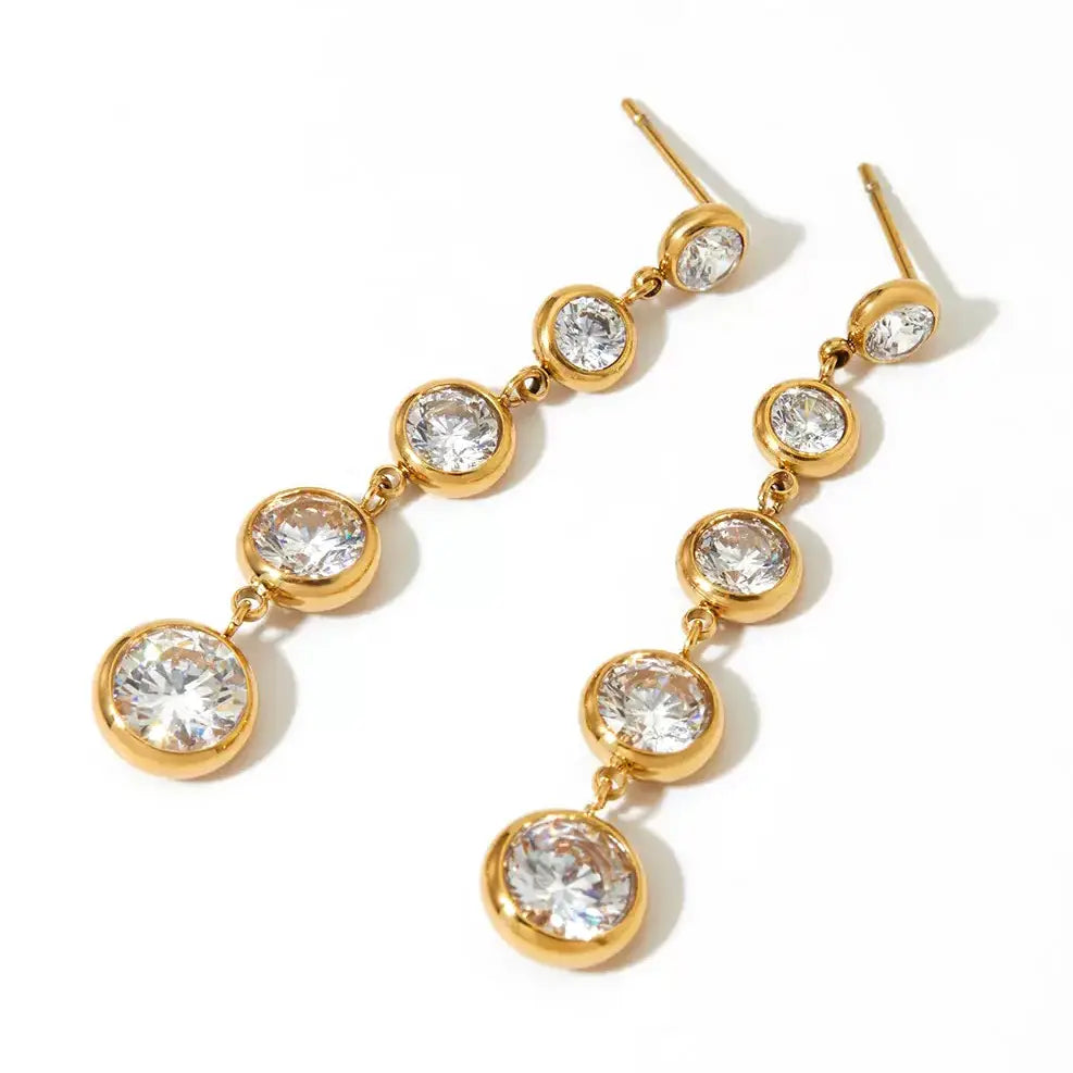 Bezeled Cz Dangle Earrings