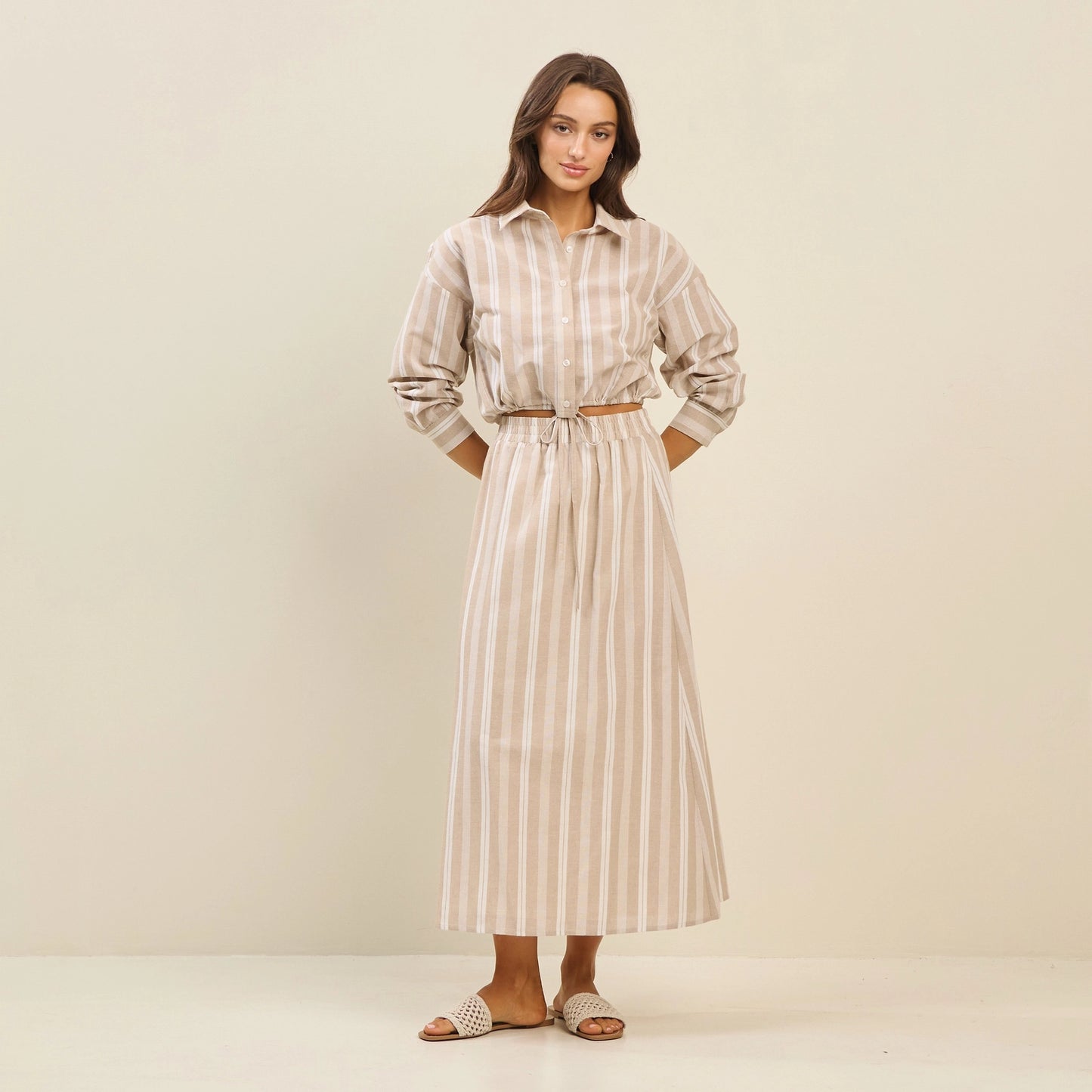 Striped Shirt & Skirt Set