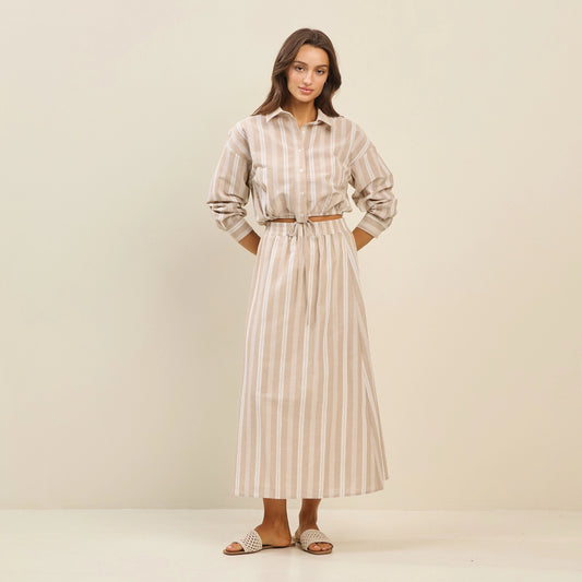Striped Shirt & Skirt Set