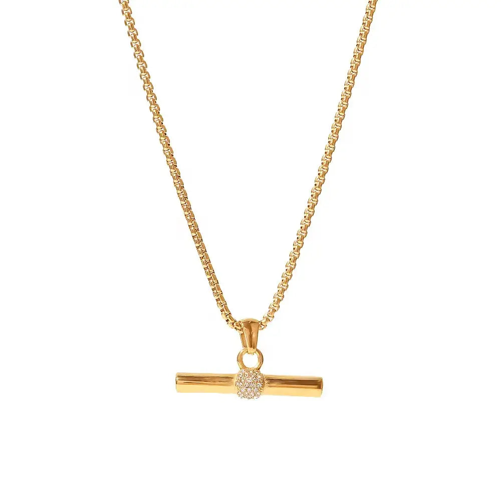 Pave T Bar Necklace