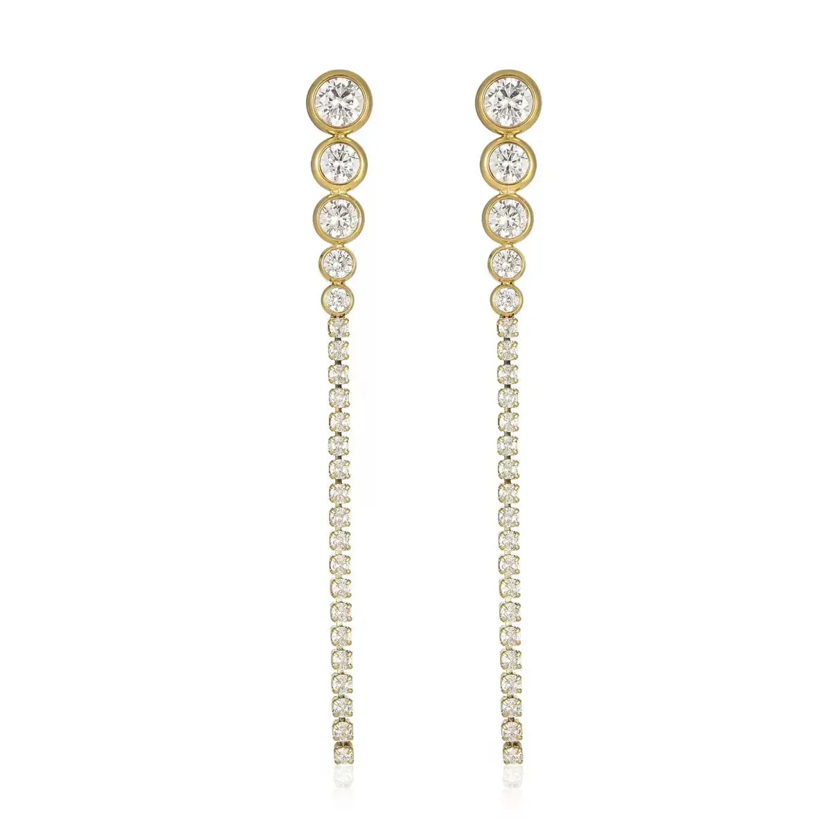 Long Cz Tennis Drops Earrings