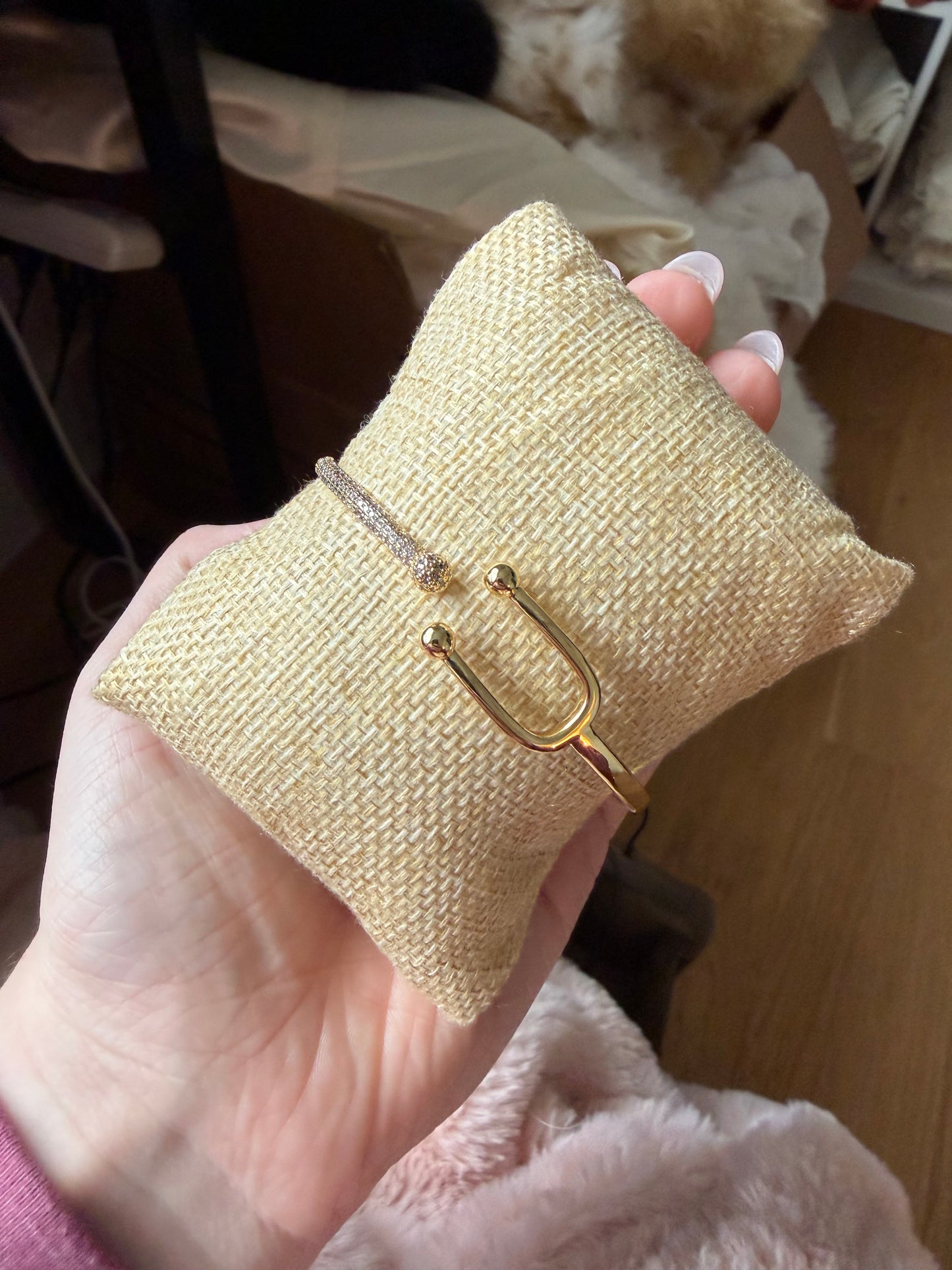 Gold Offset Cuff Bracelet