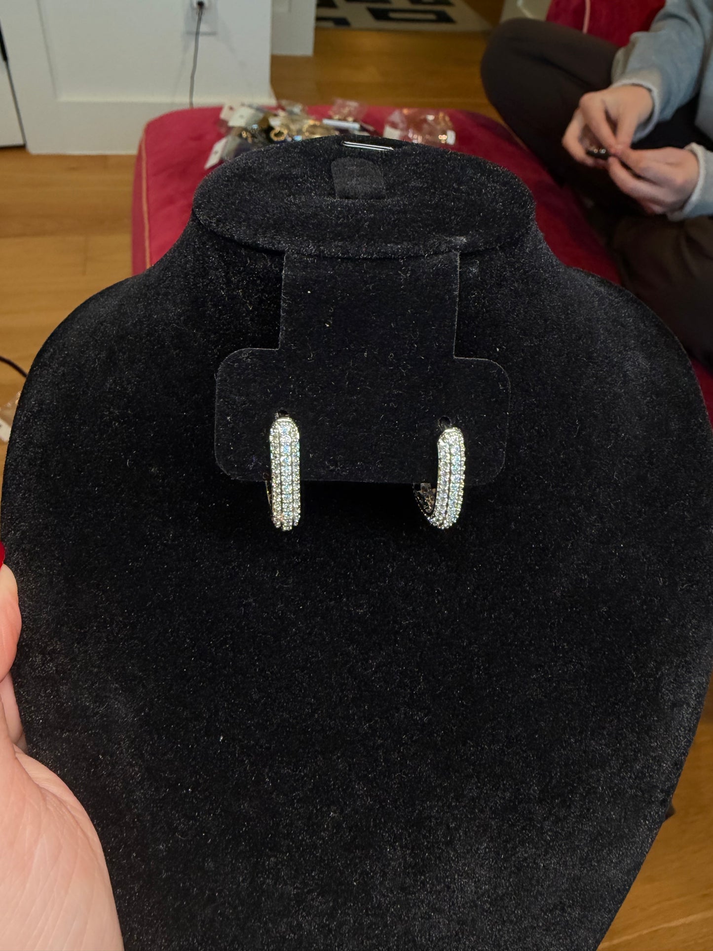 Silver Diamond Hoops