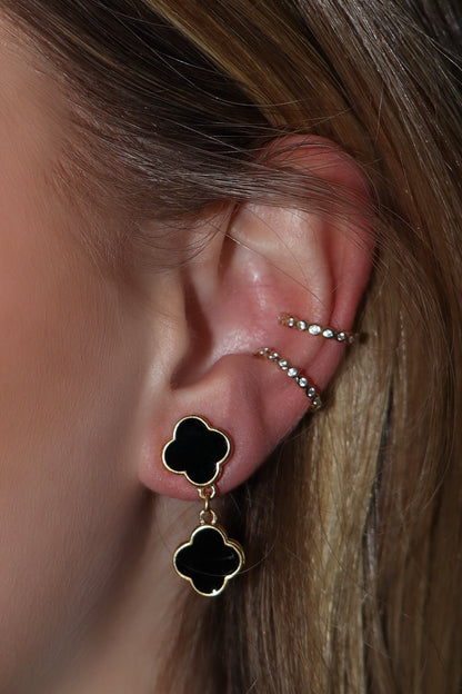 Two Tiered Gold Flower Earrings