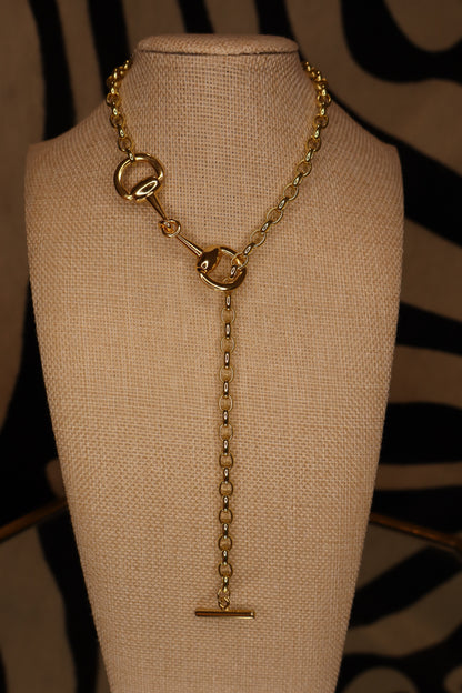 Double Gold Snaffle Necklace