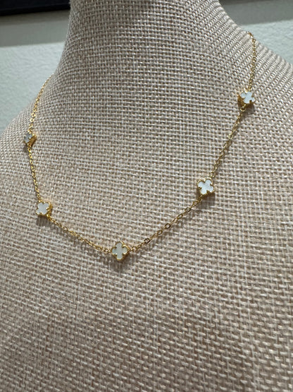 Gold Necklace with Small flowers