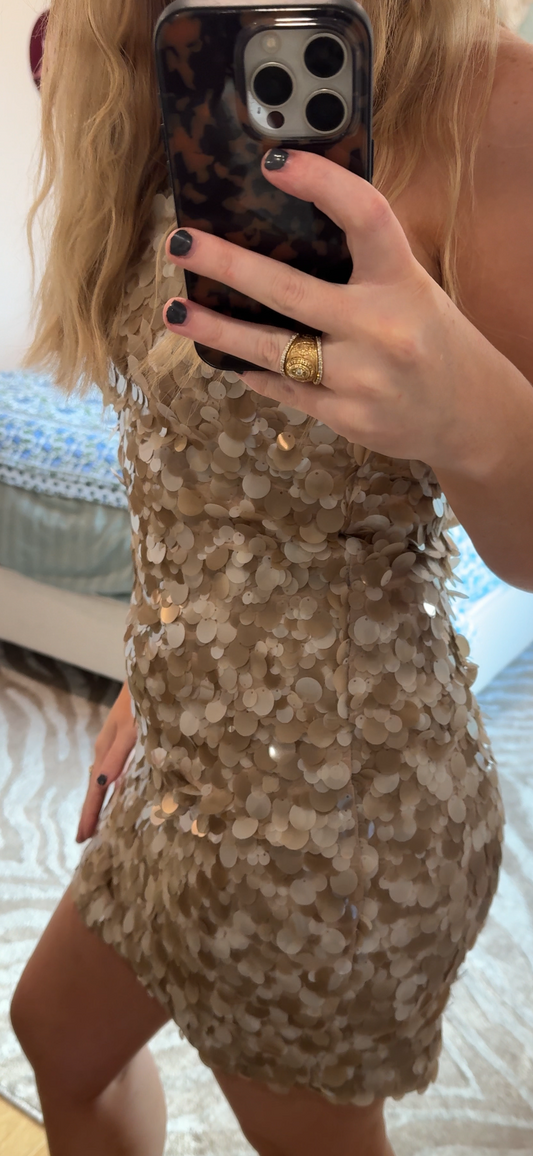 Tan Sequin Dress