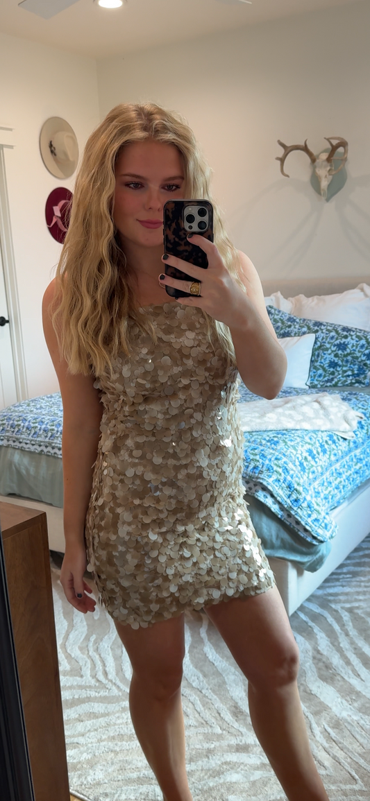 Tan Sequin Dress