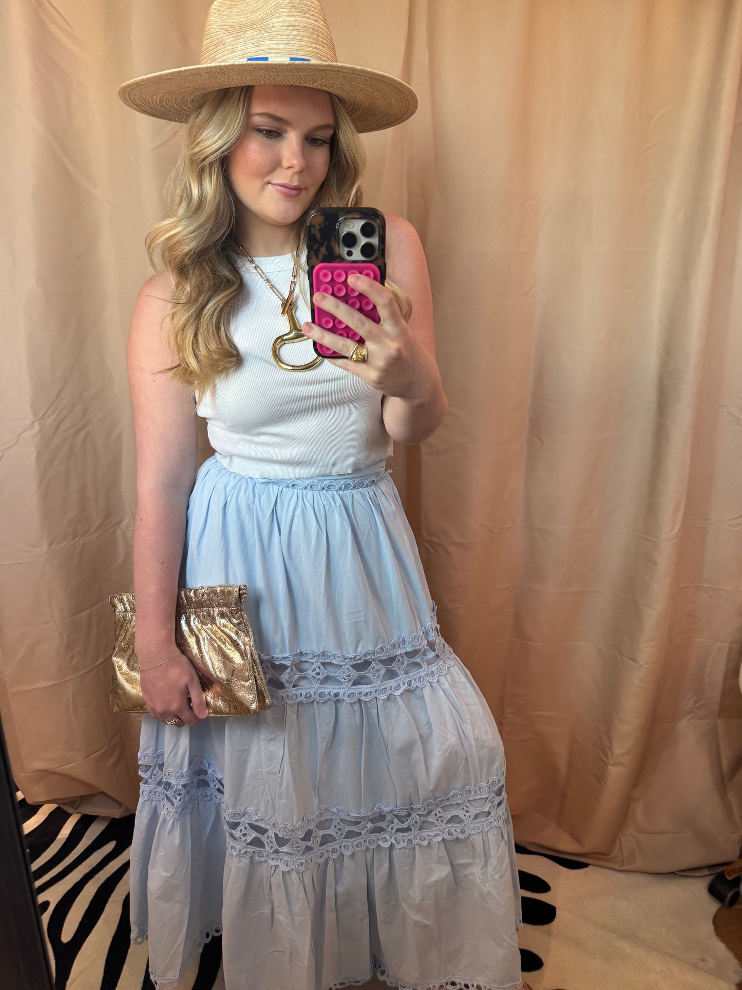 Scallop Trim Midi Skirt