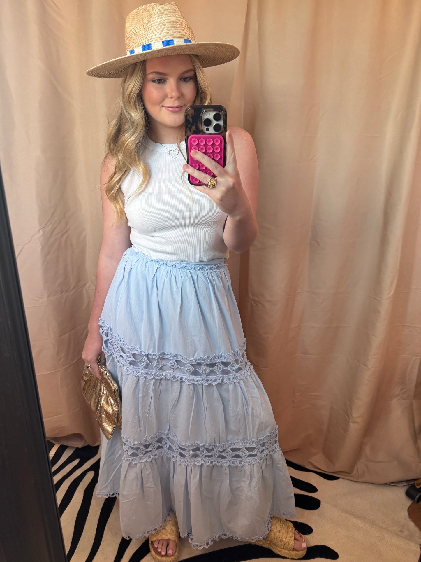 Scallop Trim Midi Skirt