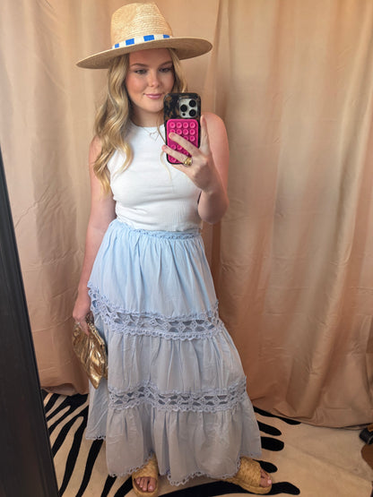 Scallop Trim Midi Skirt