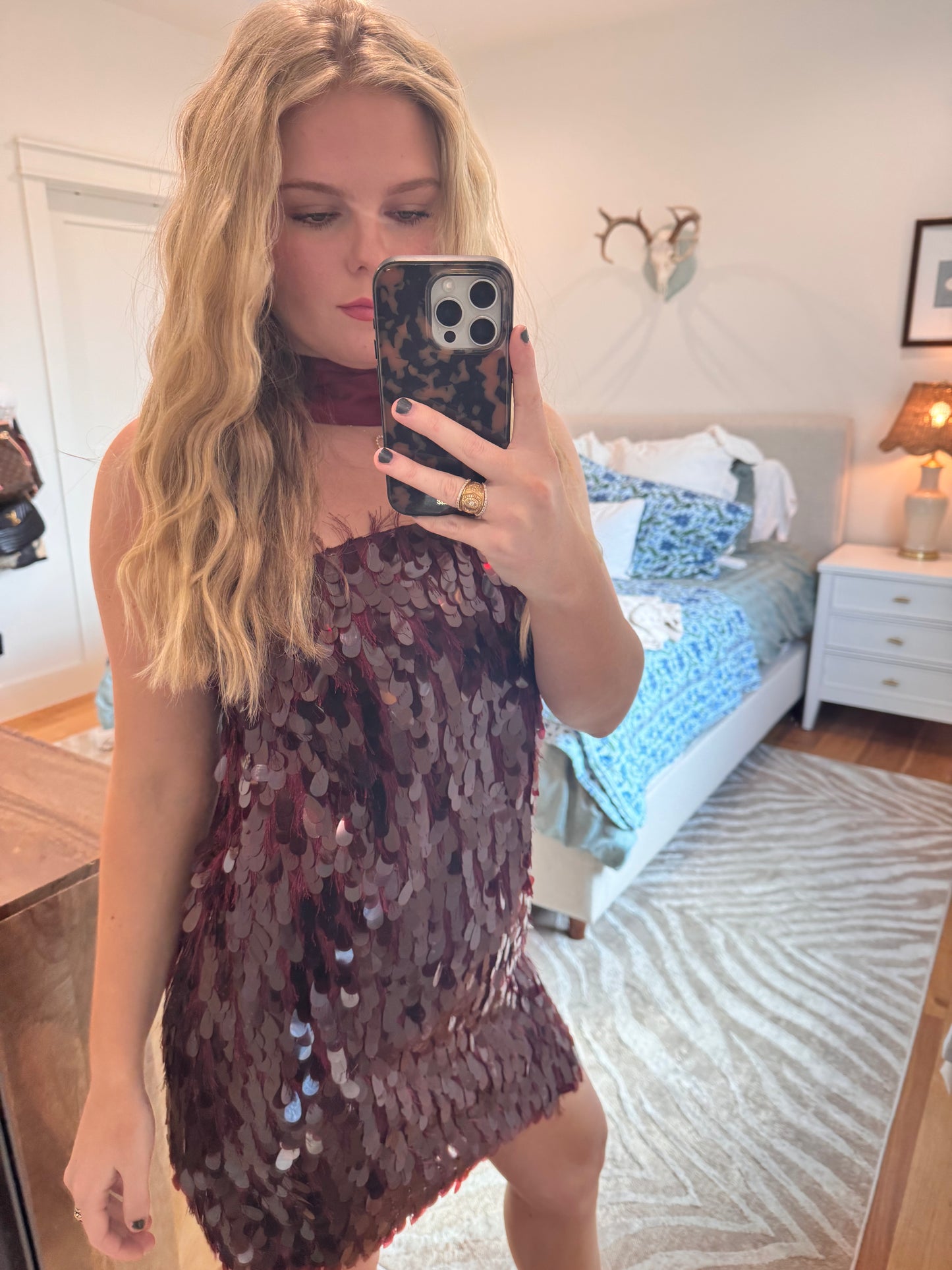 Sequin Maroon Dress