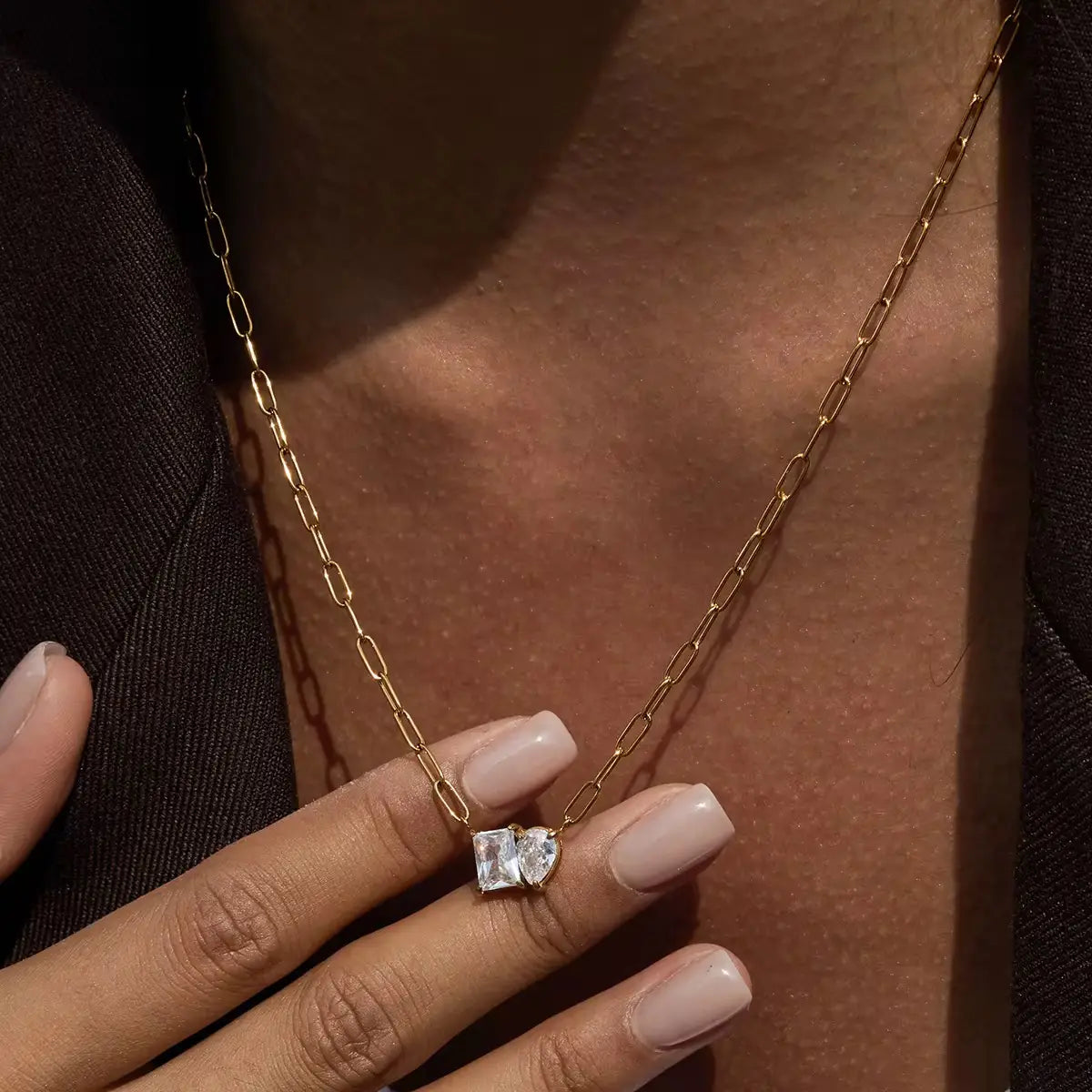 Duo Emerald & Pear Necklace