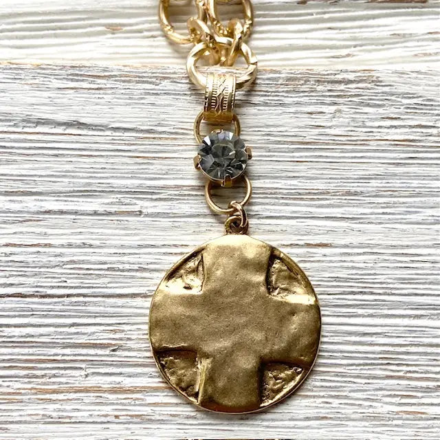 Coin Medallion Matte Gold Necklace