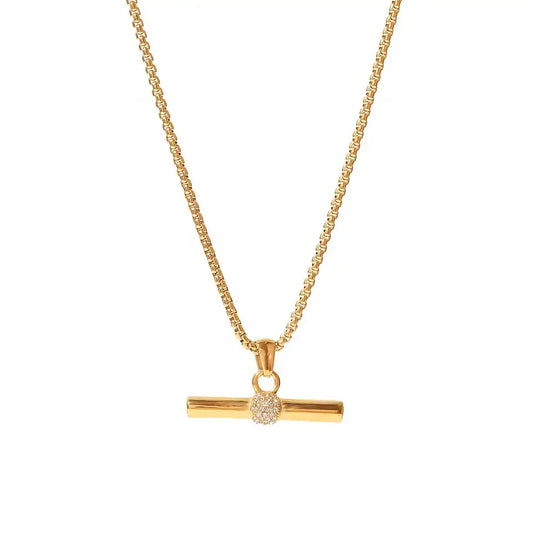 Pave T Bar Necklace